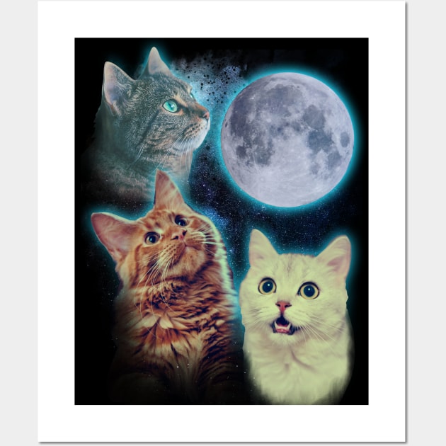 Three cats moon Wall Art by ursulalopez